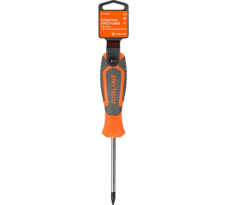 Отвертка крестовая Airline PZ1x75мм с эргономичной рукояткой магнитная, пласт.подвес ATAV513