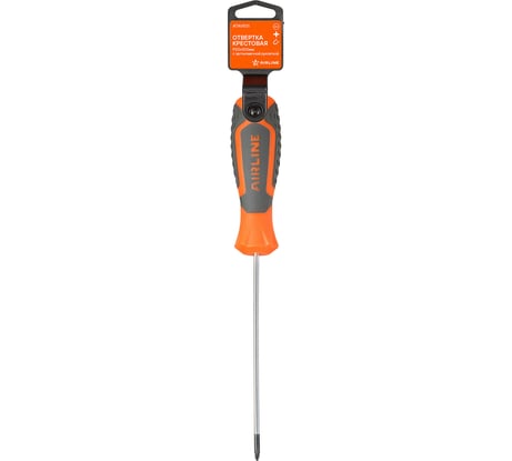 Отвертка крестовая Airline PZ0x100мм с эргономичной рукояткой магнитная, пласт.подвес ATAV501