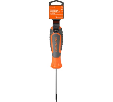 Отвертка крестовая Airline PZ0x60мм с эргономичной рукояткой магнитная, пласт.подвес ATAV500