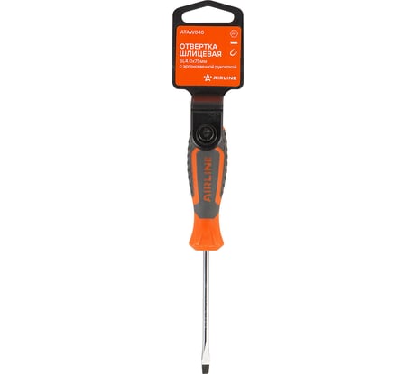 Шлицевая отвертка Airline SL4.0x75мм, магнитный наконечник, пласт.подвес ATAW040