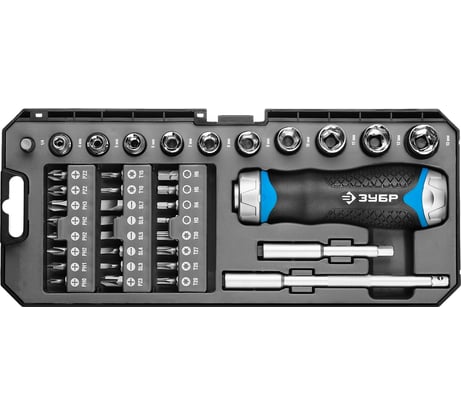 Реверсивная отвертка с насадками, 38шт Зубр ПРОФИ 25352-H38