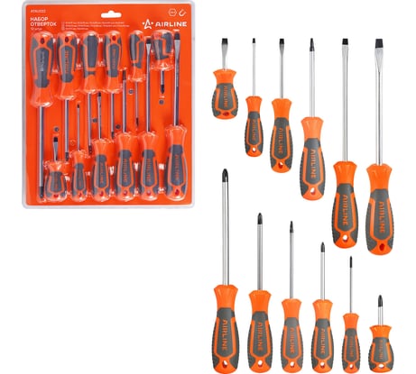 Набор отвёрток Airline SL3-SL8, PH0-PH2, SQUARE S1-S2, блистер, 12 предметов ATAU022