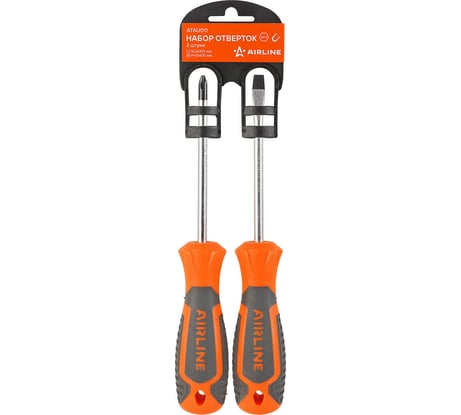 Набор отвёрток Airline SL6x100 мм, PH2x100 мм, пластиковый подвес, 2 предмета ATAU011