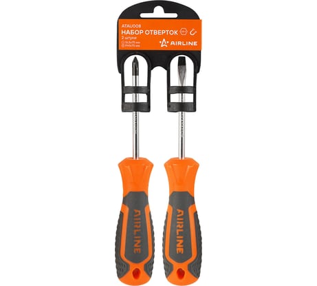 Набор отвёрток Airline SL5x75 мм, PH1x75 мм, пластиковый подвес, 2 предмета ATAU008