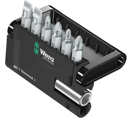 Набор бит Wera Mini-Check 7 Universal 1 с битодержателем, 7 пр., 1/4 C6.3 WE-056295