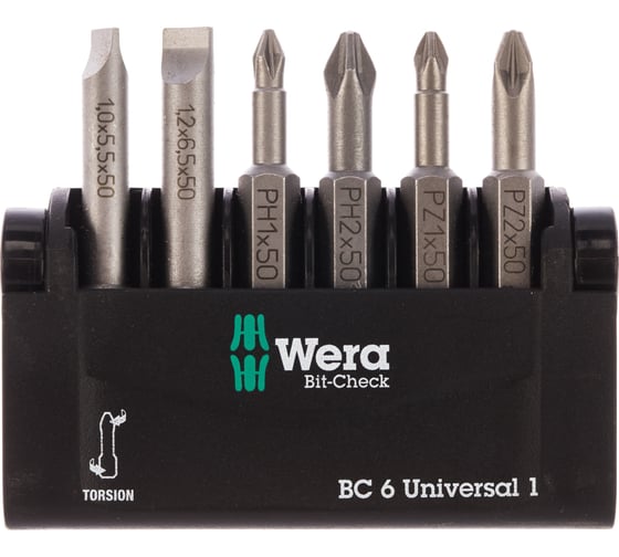Набор бит Wera Mini Check 800/4Z+851/4TZ+855/4TZ 6 шт. WE-056474