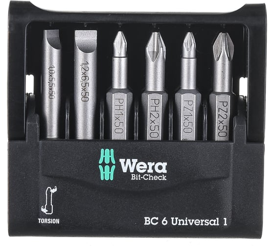 Набор бит Wera Mini Check 800/4Z+851/4TZ+855/4TZ 6 шт. WE-056474