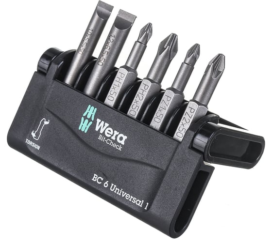 Набор бит Wera Mini Check 800/4Z+851/4TZ+855/4TZ 6 шт. WE-056474