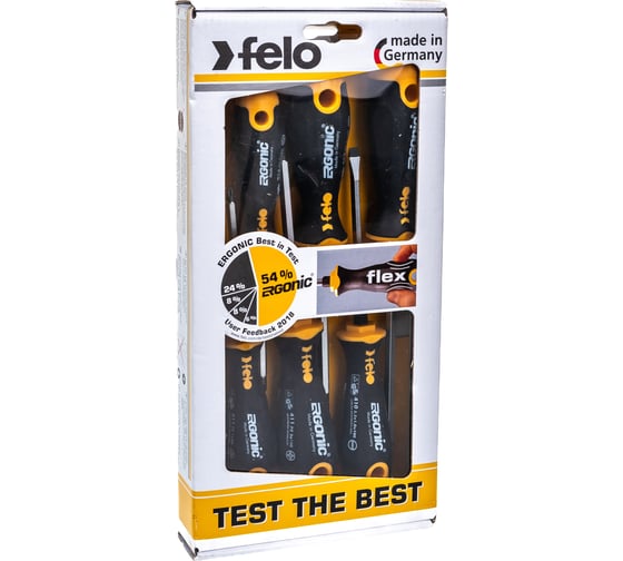 Набор отверток с шестигранным лезвием Felo SL/PZ/PH Ergonic 6 шт 41096348 1