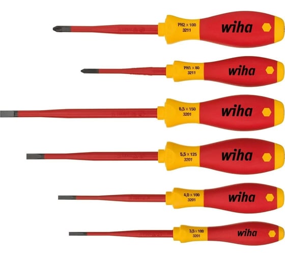 Набор отверток Wiha 35389 SoftFinish electric slimFix Шлиц, Phillips, 6 предм. wih35389