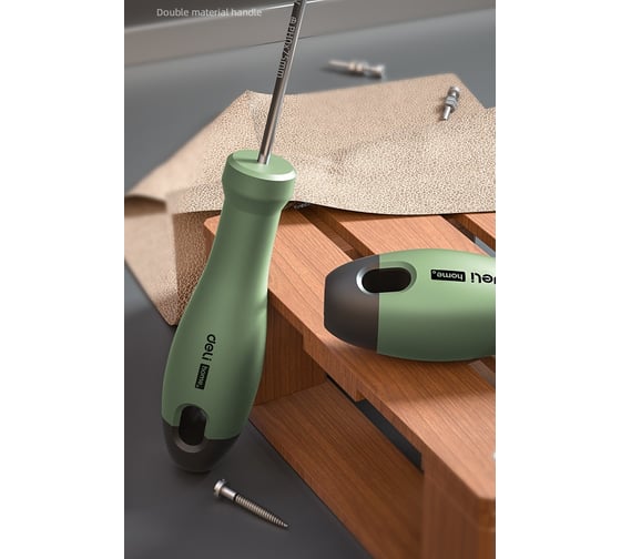 Крестовая отвертка Deli "Home Series Green" HT1203L PH0x75мм, Cr-V, Soft Touch рукоятка, эксклюзивный дизайн, подарочная упаковка 130286