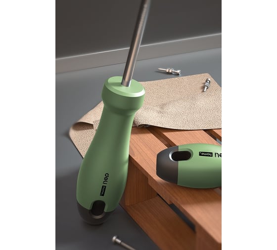 Крестовая отвертка Deli "Home Series Green" HT1206L PH2x150мм (Cr-V, Soft Touch рукоятка, эксклюзивный дизайн, подарочная упаковка) 130288