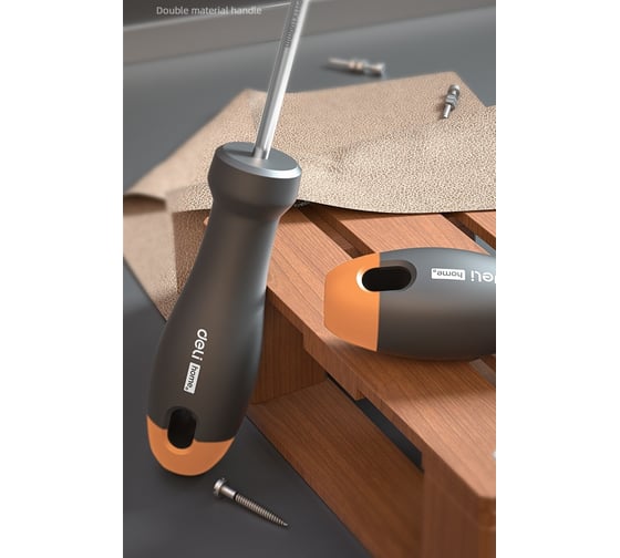 Крестовая отвертка Deli "Home Series Gray" HT1205C PH1x100мм (Cr-V, Soft Touch рукоятка, эксклюзивный дизайн, подарочная упаковка) 130290