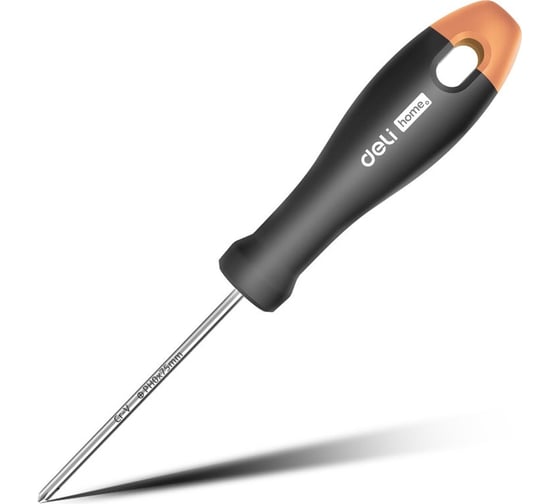 Крестовая отвертка Deli "Home Series Gray" HT1203C PH0x75мм (Cr-V, Soft Touch рукоятка, эксклюзивный дизайн, подарочная упаковка) 130289