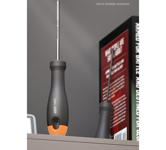 Крестовая отвертка Deli "Home Series Gray" HT1203C PH0x75мм (Cr-V, Soft Touch рукоятка, эксклюзивный дизайн, подарочная упаковка) 130289