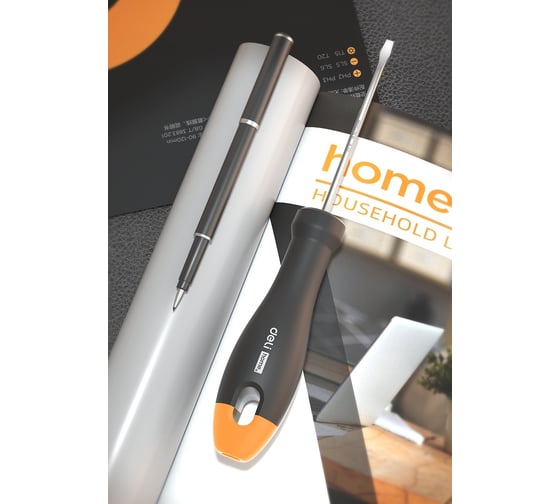 Шлицевая отвёртка Deli "Home Series Gray" HT1103C SL3x75мм (Cr-V, Soft Touch рукоять, эксклюзивный дизайн, подарочная упаковка) 130296