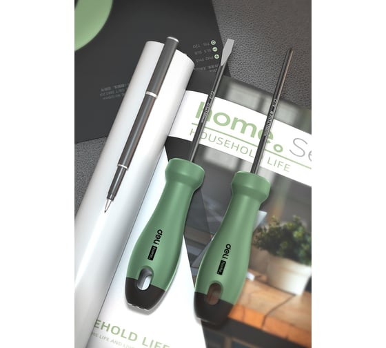 Набор отверток Deli «Home Series Green» HT1004L 4шт (PH1x100, PH2x150, SL5x100, SL6x150, Cr-V, Soft Touch рукоятка, эксклюзивный дизайн) 130275