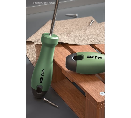 Набор отверток Deli «Home Series Green» HT1002L 2шт (PH1x100, SL5x100, Cr-V, Soft Touch рукоятка, подарочная упаковка, эксклюзивный дизайн) 130274