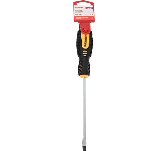 Шлицевая отвертка REXANT SL 6х150 мм, двухкомпонентная рукоятка 12-6431 1