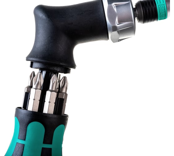 Реверсивная угловая отвертка WERA Kraftform Kompakt Pistol RA с набором бит 1/4 в ручке WE-051030