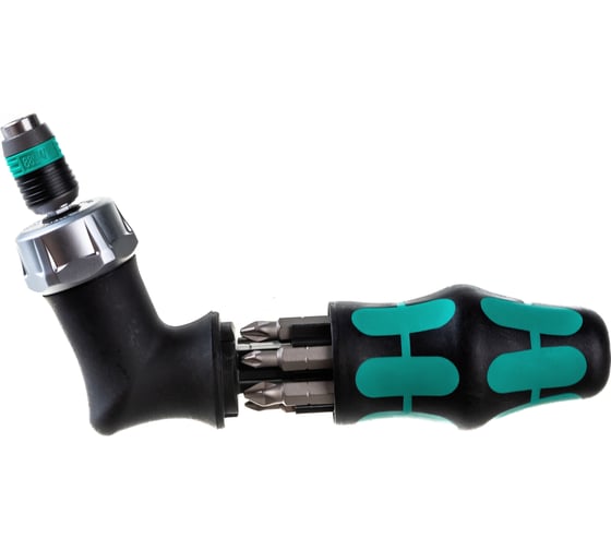 Реверсивная угловая отвертка WERA Kraftform Kompakt Pistol RA с набором бит 1/4 в ручке WE-051030