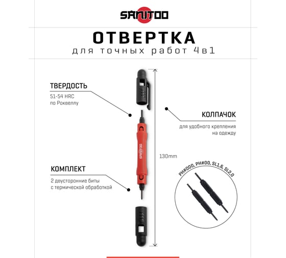 Отвертка для точных работ 4 в 1 Sanitoo 3220