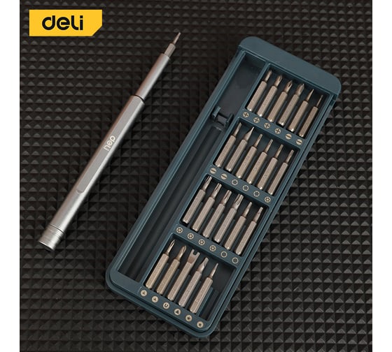 Набор прецизионных отверток Deli DL241025 24 биты, сталь S2 + Cr-V, пластиковый кейс 147016