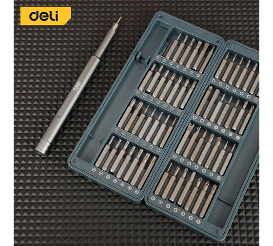 Набор прецизионных отверток Deli DL241057 56 бит, сталь S2 + Cr-V, пластиковый кейс 147045