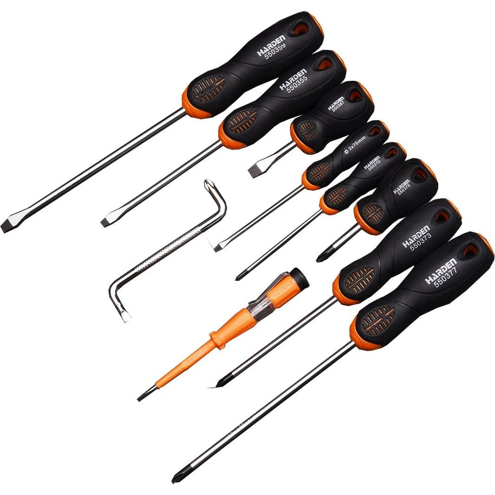 Набор профессиональных отверток с тестером HARDEN CrV, 2-компонентная ...