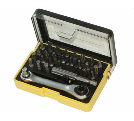 Мини набор бит NIKONA с трещоткой, из S2 стали, с магнитным держателем, в пластиковом ящике, 30пр 27-351