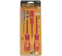 Набор диэлектрических отверток NIKONA с тестером напряжения, 125-250V, АС, 4пр 27-264