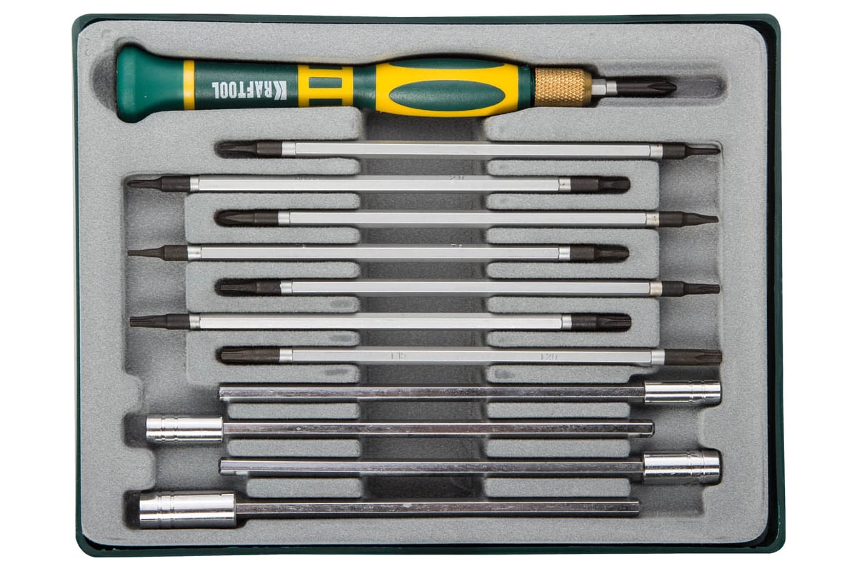 Набор отверток для точных работ с насадками KRAFTOOL в боксе, 12 ...