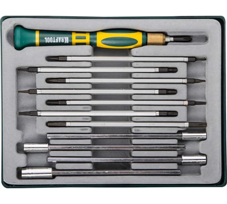 Набор отверток для точных работ с насадками KRAFTOOL в боксе, 12 предметов 25611-H12