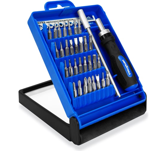 Отвертка универсальная со сменными вставками vertextools 33шт 0061-33