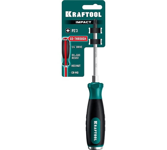 Ударная отвертка KRAFTOOL Impact PZ3, сквозной стержень Cr-Mo 250035-3