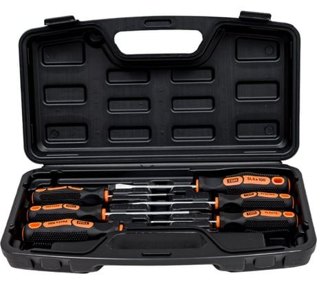 Набор отверток TDM ELECTRIC 6 штук в пластиковом чемодане SL:3x75;5x100;6x100, PH:0х75;1x100;2x100 серия "Алмаз" SQ1013-0205