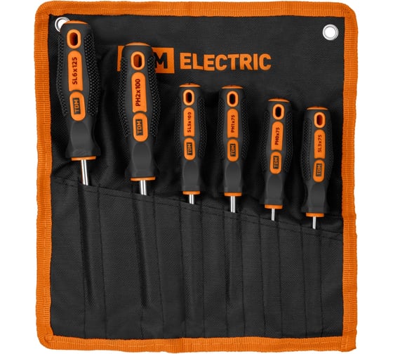 Набор отверток TDM ELECTRIC 6 штук в тканевом чехле SL:3х75;5х100;6х125, PH:0х75;1х75;2х100 серия "Алмаз" SQ1013-0203 1