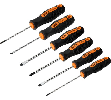 Набор отверток TDM ELECTRIC 6 штук в коробке SL:3х75;5х100;6х100, PH:0х75;1х100;2х100 серия "Алмаз" SQ1013-0204