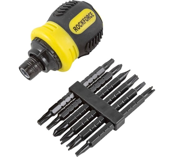 Отвертка Rockforce реверсивная с набором бит специальных,в блистере RF-32807MR(51771)