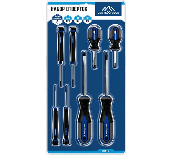 Набор отверток vertextools 8 предм 0061-8