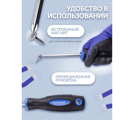 Набор силовых магнитных отверток Forsage Profi 10 предметов F-7010(26908)