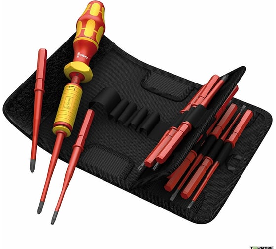 Набор с динамометрической отверткой  WERA Kraftform Kompakt VDE 15 extra slim 1, 1,2-3 Нм, 15 предметов WE-059291