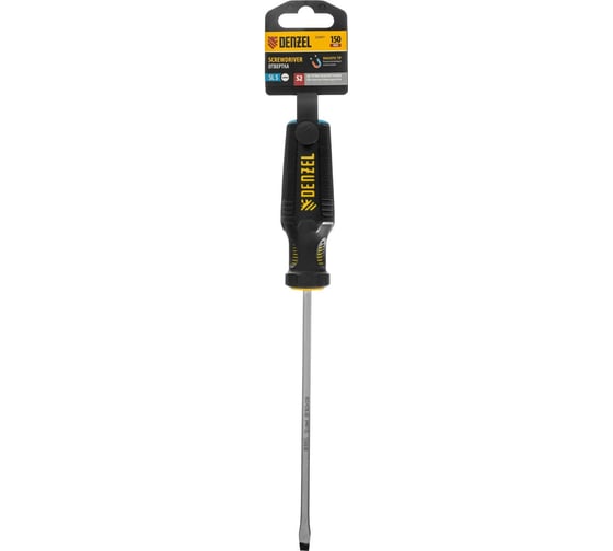 Отвертка Denzel SL5x150 мм, S2, трехкомпонентная рукоятка 121977