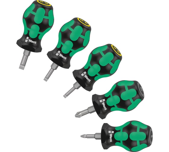 Набор коротких отверток WERA Stubby Set 2 SL3.5/4/5.5, PZ1/2 x 25 мм WE-008871 1