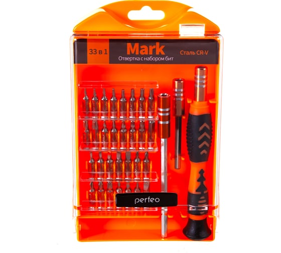 Отвертка Perfeo Mark с набором бит насадок 33 в 1 30013231