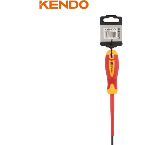 Отвертка диэлектрическая шлицевая KENDO VDE SL3.5x100 мм, 1000 В 20403