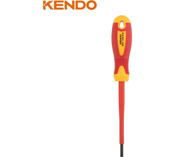 Отвертка диэлектрическая шлицевая KENDO VDE SL3.5x100 мм, 1000 В 20403