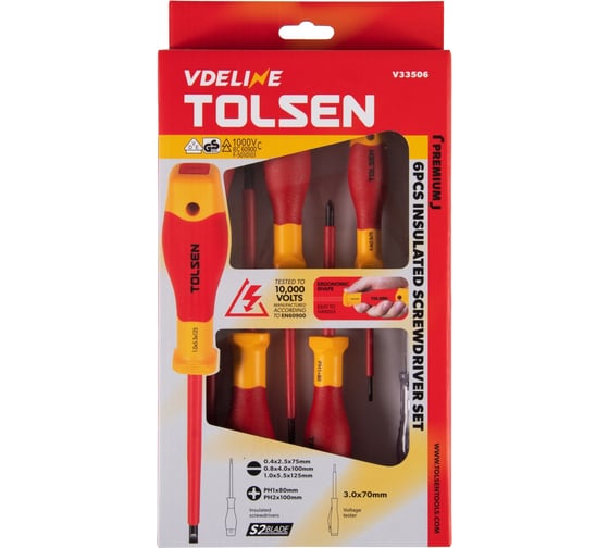 Набор диэлектрических отверток TOLSEN 6 предметов V33506