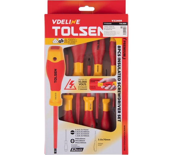 Набор диэлектрических отверток TOLSEN 8 предметов V32408