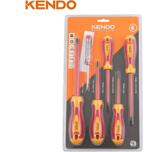 Набор диэлектрических отверток KENDO 6 шт. 1000 В 20483